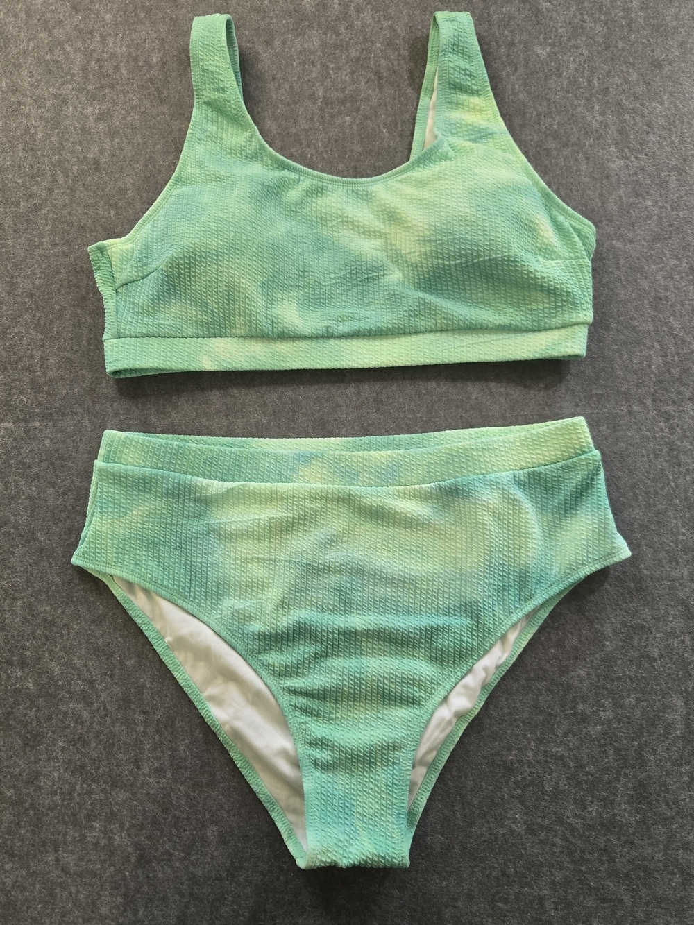 Plus Size Textured Mint Green Two-Piece Bikini Set - NEW